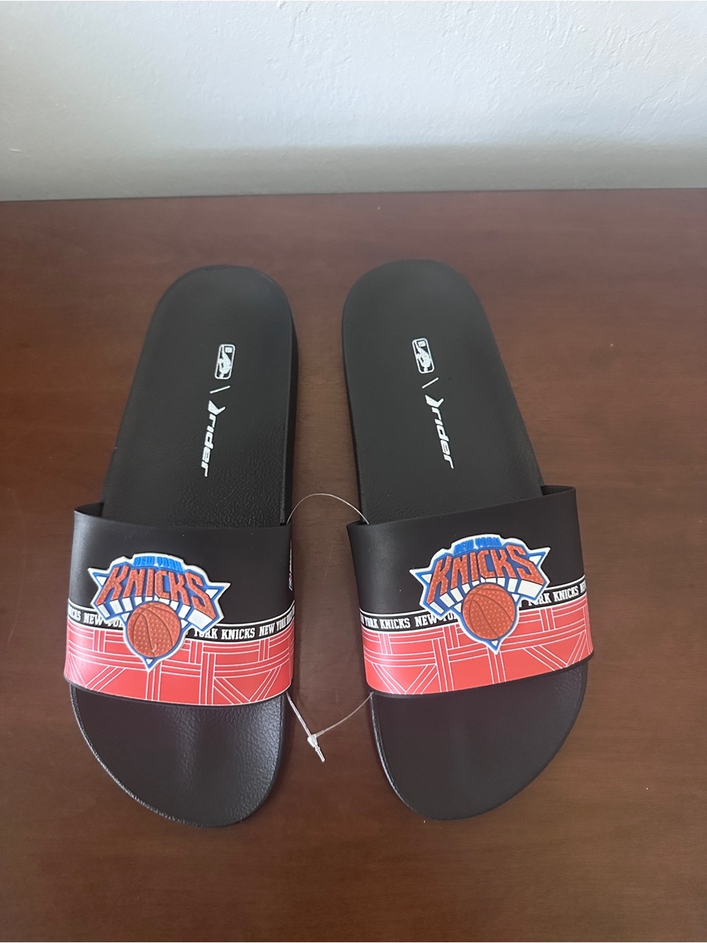 New York Knicks Black Slide Sandals with Team Logo